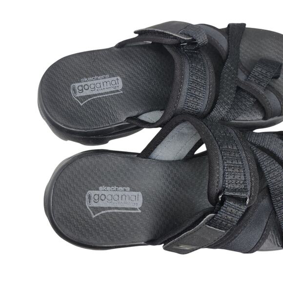 Skechers Sandals Womens 7 Black Performance On the Go Strappy Hoop Loop Goga Mat - Picture 6 of 10